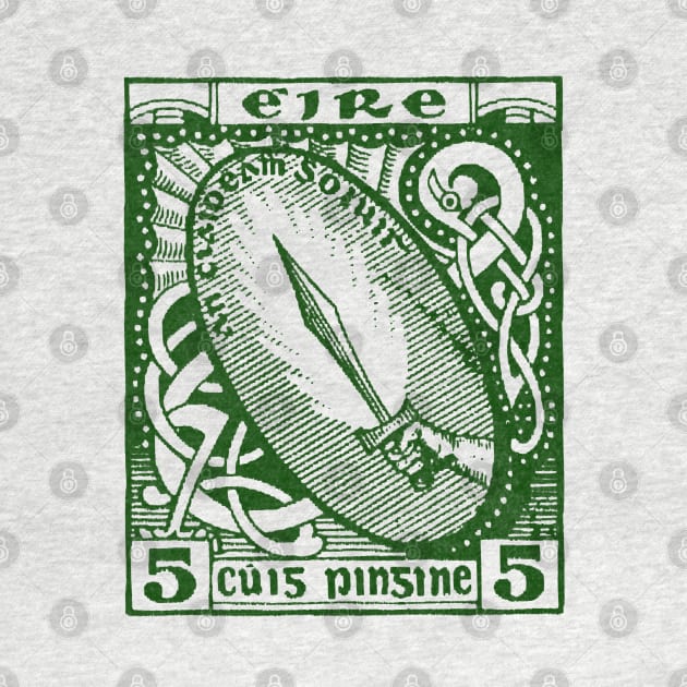 Sword Of Light / Vintage Irish Postage Stamp Design by feck!